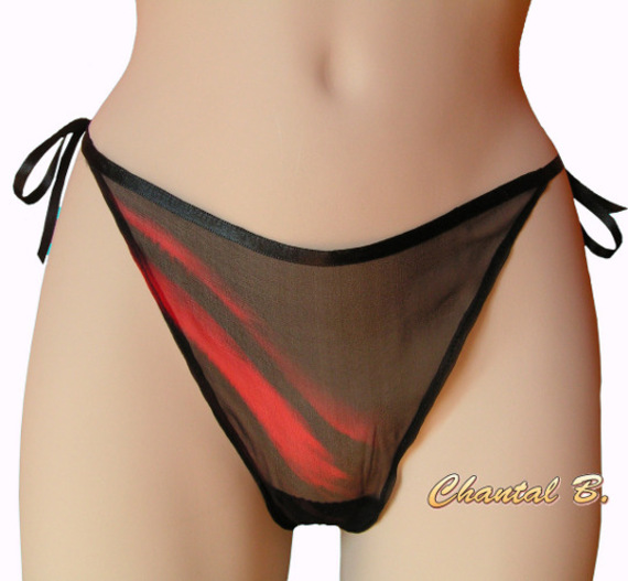 Tanga de seda preta e vermelha SAINT VALENTIN -promoção de 10 % para 2 comprados