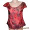 Blusa de seda vermelha e preta pintada à mão por ALEXIANE