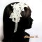fita de cabelo rendas Calais marfim acessório de casamento fita de seda flor rhinestone