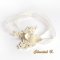 fita de cabelo renda Calais marfim acessório de casamento fita de seda flor rhinestone