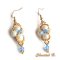 brincos swarovski pérolas brancas de safira azul cristal swarovski e dourado no casamento à noite dourado