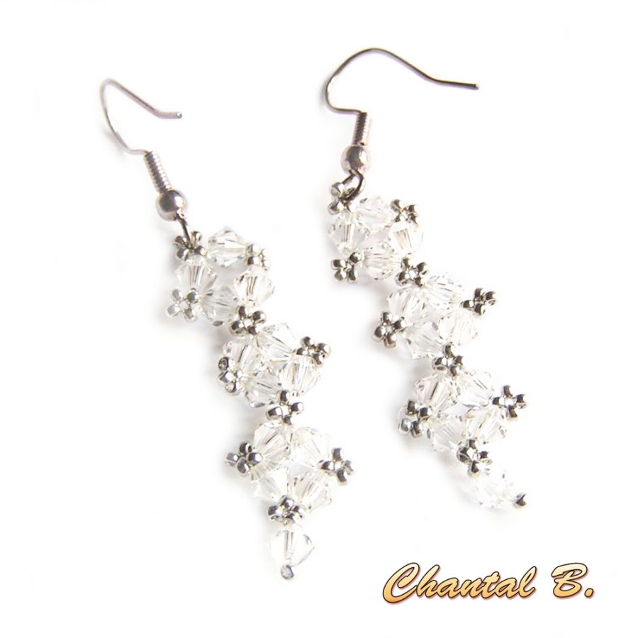 brincos swarovski cristal transparente e casamento nocturno prateado