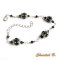 bracelete cristal swarovski contas de vidro preto brilhante e prata tecidas