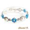 bracelete de cristal swarovski pérola azul e missangas tecidas em prata