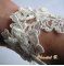 Pulseira de casamento em renda de marfim e rhinestone