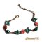 bracelete com flores boémias rosa e pérolas de bronze turquesa
