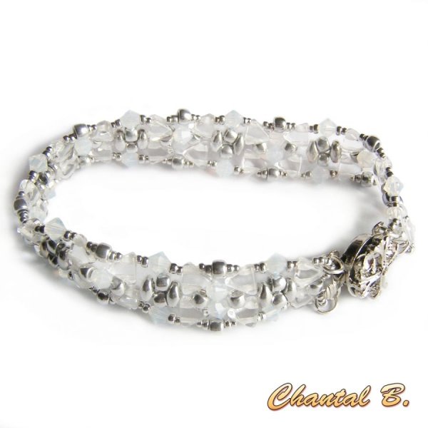 Pulseira de cristal Swarovski e pulseira de prata para casamentos