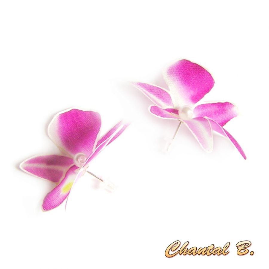Pulseira de orquídea adaptável a uma faixa de cabelo de renda branca e à sua flor de casamento de orquídea de seda rosa