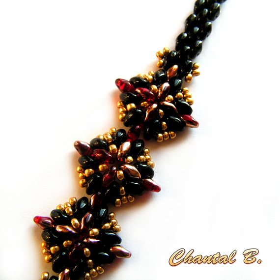 bracelete de vidro de noite contas de vidro preto vermelho e dourado
