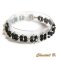 bracelete swarovski negro brilho barroco missangas tecidas swarovski cristal negro e prata