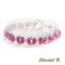 bracelete swarovski fucsia romântica swarovski missangas entrelaçadas cristal rosa e prata