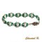bracelete swarovski verde esmeralda com pérolas tecidas em cristal e prata