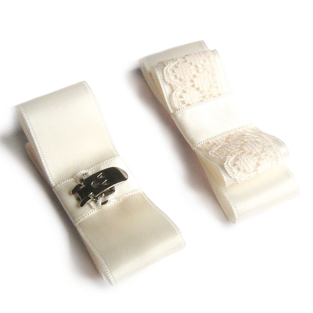 clips sapatos acessórios de casamento laço de cetim anis e renda branca tema natureza