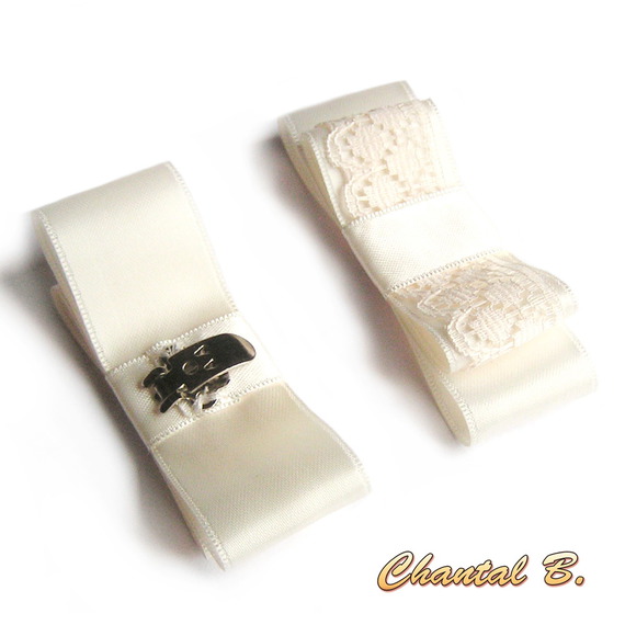 clips para sapatos de casamento arco de cetim e noiva em marfim de renda
