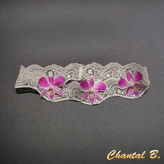 almofada de aliança de casamento ORQUÍDEO de renda romântica de seda rosa tema exótico 