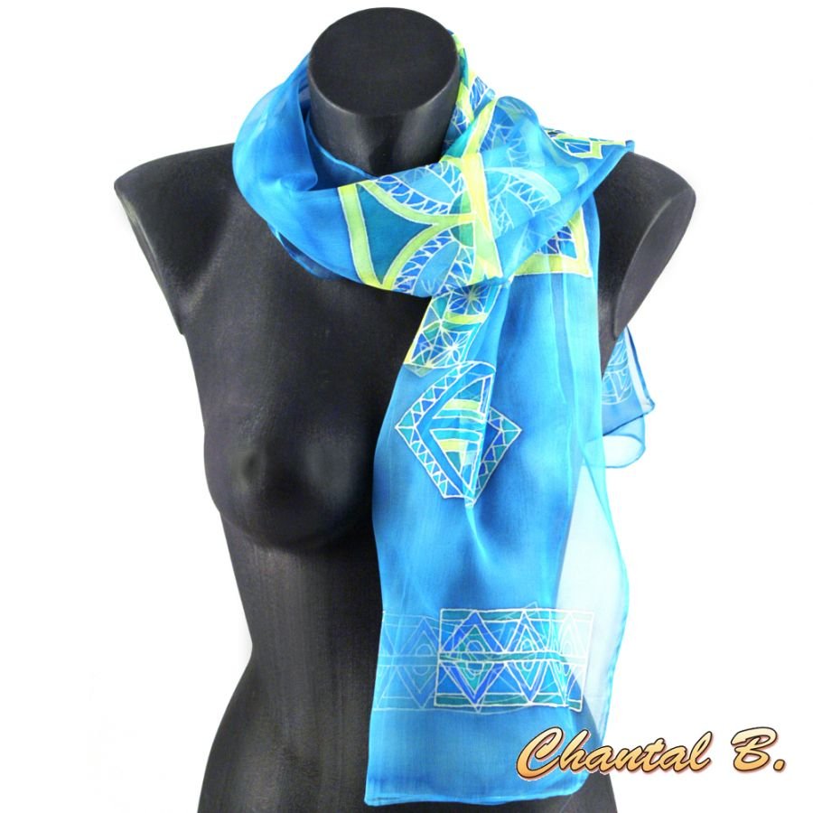 lenço de noite chiffon de seda cor-de-laranja pintado à mão acessório