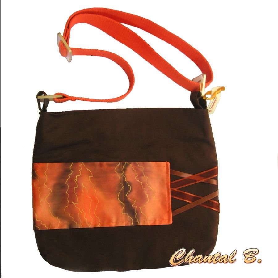 Bolsa de chocolate Marion e seda laranja com tiracolo ajustável