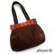 bolsa em lona de algodão algodão chocolate e cabos trançados Suki cor-de-laranja pintados de seda