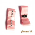 clips para sapatos de casamento salmão de arco de cetim e noiva de prata