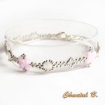 bracelete swarovski missangas swarovski cristal AB boheme rosa e casamento romântico em prata