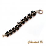 pulseira de noite pérolas brancas swarovski pérolas de vidro pretas