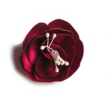 flor de cetim rosa fúcsia e pistilos feitos à mão para acessórios de casamento