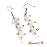 brincos swarovski cristal transparente e casamento nocturno prateado