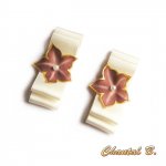 clips para sapatos de casamento noiva em marfim acetinado e choclat de flor de seda