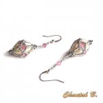 brincos de casamento pérolas swarovski pérolas cor-de-rosa e cinzentas grão de arroz e prateado