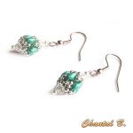 brincos de casamento swarovski pérolas de vidro esmeralda de cristal swarovski e prata