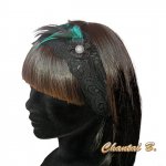 Renda para cabelo turquesa e penas azul turquesa e preto