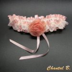 liga de casamento lingerie romântica designer de lingerie de cetim rosa em pó renda de marfim Rachel chiffon de flor de marfim