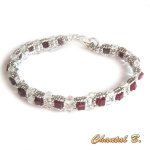 Pulseira do dia de São Valentim swarovski siam cubo precioso de missangas tecidas swarovski e prata
