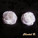 clipes sapatos de casamento flor de cetim branco e pistilos brancos cerimónia de casamento acessório