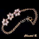 bracelete nupcial com pérolas tecidas de rosa e ouro