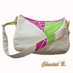 bolsa de algodão marfim pintada à mão e bolsa de seda rosa e anis Claudia