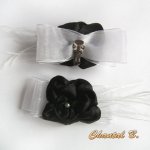 clipes sapatos de casamento organza preto cetim organza branco shabby chic