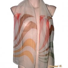 lenço de seda chiffon de amêndoa verde coral castanho