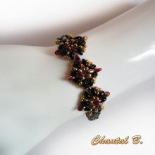bracelete de vidro de noite contas de vidro preto vermelho e dourado