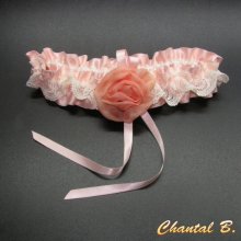 liga de casamento pó de cetim rosa romântico lingerie designer de renda em marfim Rachel chiffon de flor de marfim
