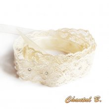 fita de noiva com renda de marfim e rhinestone renda antiga