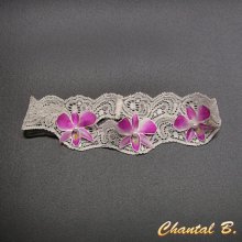 ligas de noiva orquídea de seda marfim AMÁLIA