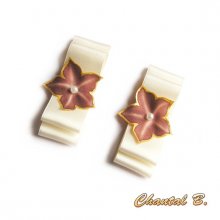 clips para sapatos de casamento noiva em marfim acetinado e choclat de flor de seda