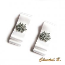 clips sapatos de casamento arco de cetim branco e floco de neve acessório de prata tema de inverno