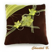 almofada de casamento com chocolate e anis de seda tema natureza flores