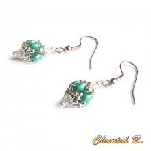 brincos de casamento swarovski pérolas de vidro esmeralda de cristal swarovski e prata