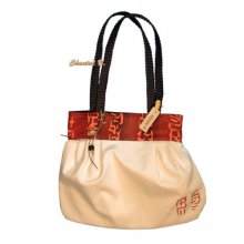 bolsa em algodão e seda cor-de-laranja Cabo trançado de carola