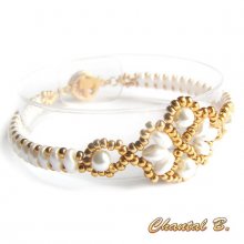 pulseira de casamento com pérolas brancas e pérolas de ouro noite de núpcias