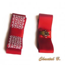 ganchos para sapatos de casamento laço de cetim vermelho brilhante e renda branca