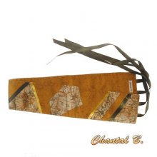 cinto largo em algod&atilde;o ocre e seda